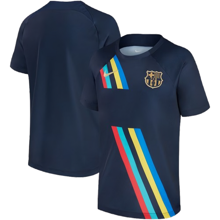 Barcelona Youth Navy 2022 Pre-Match Raglan Performance Top DN4018-452